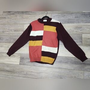 Andros Vintage Colorblock Sweater with Burgundy Sleeves Size Medium